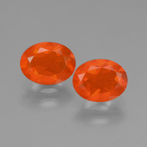 Pedras preciosas de opala de fogo laranja natural de 1,40 ct, corte oval, transparente
