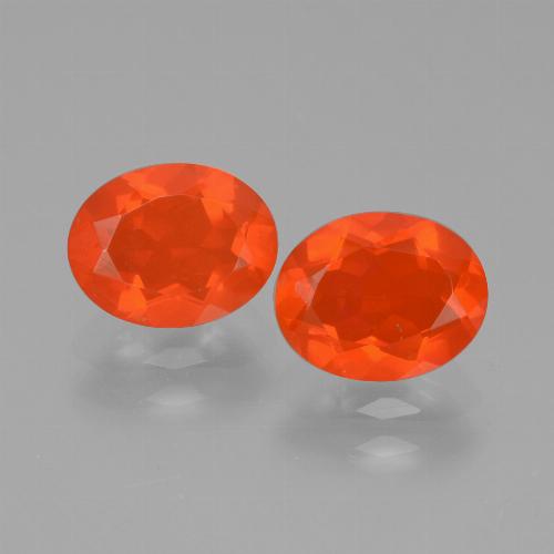 Pedras preciosas de opala de fogo laranja natural de 1,41 ct, corte oval, transparente