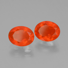 Pedras preciosas de opala de fogo laranja natural de 1,41 ct, corte oval, transparente
