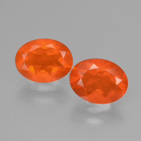 Pedras preciosas de opala de fogo laranja natural de 1,57 ct, corte oval, transparente
