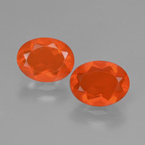 Pedras preciosas de opala de fogo laranja natural de 1,35 ct, corte oval, transparente