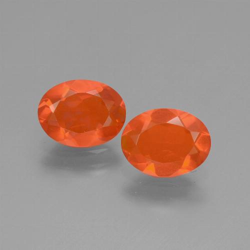 Pedras preciosas de Opala de Fogo Laranja Avermelhado Profundo natural de 1.31 ct, Corte Oval, Transparente
