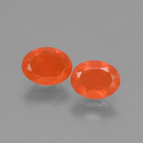 Pedras preciosas de opala de fogo laranja natural de 1,29 ct, corte oval, transparente