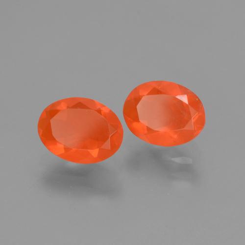 Pedras preciosas de opala de fogo laranja natural de 1,29 ct, corte oval, transparente