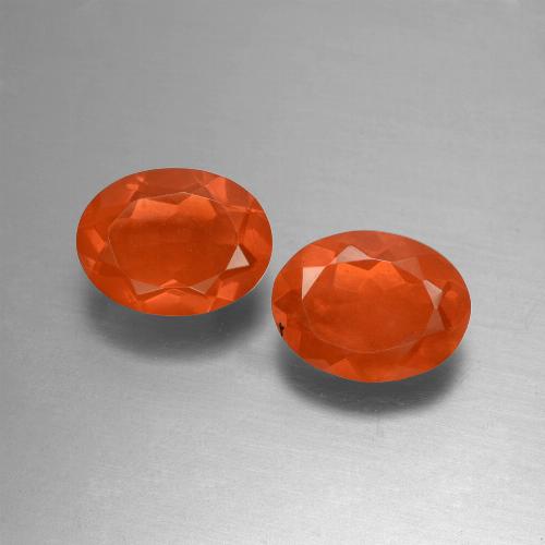 Pedras preciosas de Opala de Fogo Laranja Avermelhado Profundo natural de 1.45 ct, Corte Oval, Transparente
