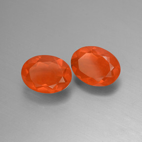 Pedras preciosas de Opala de Fogo Laranja Avermelhado Profundo natural de 1.45 ct, Corte Oval, Transparente