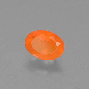 Opala de fogo laranja natural 0,48ct, corte oval, transparente