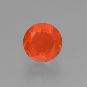 Opala de fogo laranja natural 0,96ct, corte redondo, transparente