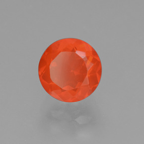 Opala de fogo laranja natural 0,96ct, corte redondo, transparente