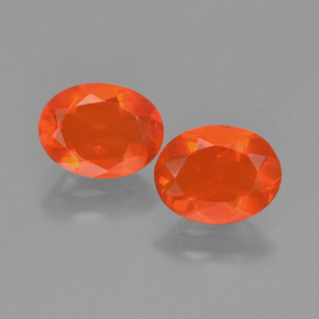 Pedras preciosas de opala de fogo laranja natural de 1,38 ct, corte oval, transparente