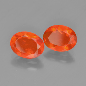 Pedras preciosas de opala de fogo laranja natural de 1,38 ct, corte oval, transparente