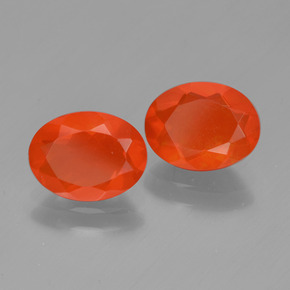 Pedras preciosas de opala de fogo laranja natural de 1,34 ct, corte oval, transparente