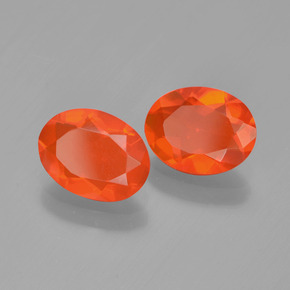 Pedras preciosas de opala de fogo laranja natural de 1,19 ct, corte oval, transparente