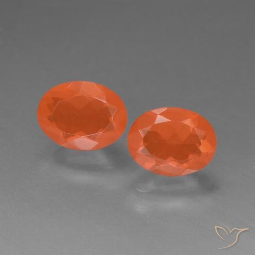 Pedras preciosas de opala de fogo laranja natural de 1,36 ct, corte oval, transparente