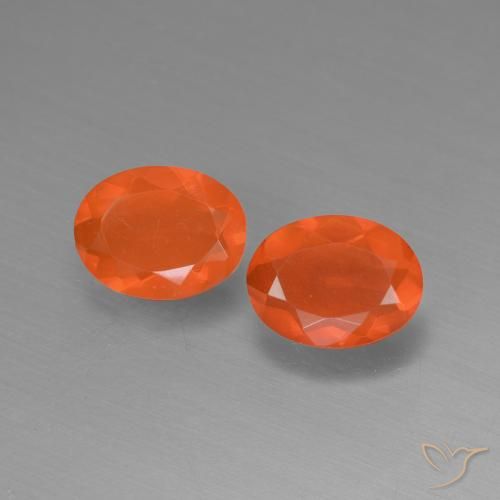 Pedras preciosas de opala de fogo laranja natural de 1,23 ct, corte oval, transparente