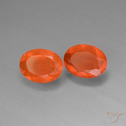 Pedras preciosas de opala de fogo laranja natural de 1,23 ct, corte oval, transparente
