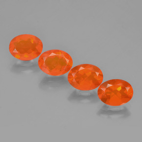 Pedras preciosas de opala de fogo laranja natural de 3,20 ct, corte oval, transparente