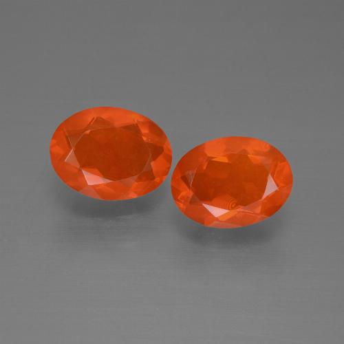 Pedras preciosas de opala de fogo laranja natural de 1,51 ct, corte oval, transparente