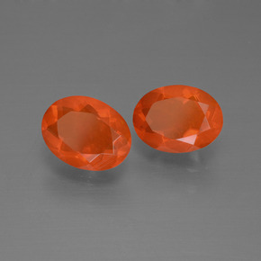 Pedras preciosas de opala de fogo laranja natural de 1,51 ct, corte oval, transparente