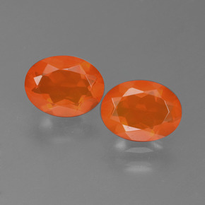 Pedras preciosas de opala de fogo laranja natural de 1,41 ct, corte oval, transparente