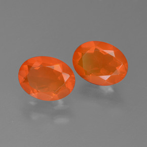 Pedras preciosas de opala de fogo laranja natural de 1,41 ct, corte oval, transparente