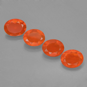 Pedras preciosas de opala de fogo laranja natural de 3,33 ct, corte oval, transparente