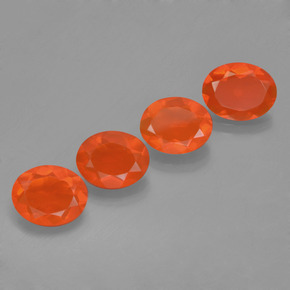 Pedras preciosas de opala de fogo laranja natural de 3,33 ct, corte oval, transparente