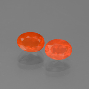 Pedras preciosas de Opala de Fogo Laranja Avermelhado Profundo natural de 1.17 ct, Corte Oval, Transparente