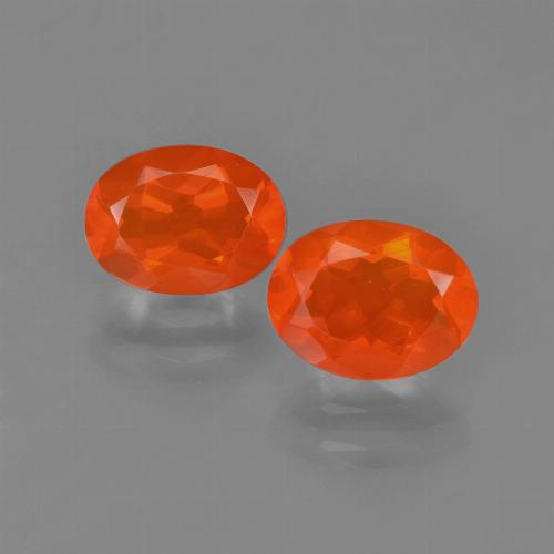 Pedras preciosas de opala de fogo laranja natural de 1,64 ct, corte oval, transparente