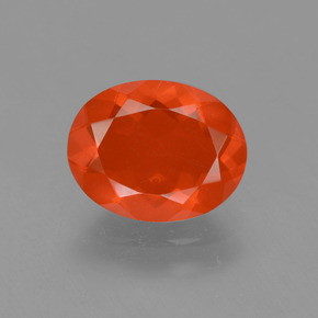 Opala de fogo laranja natural 1,43ct, corte oval, transparente
