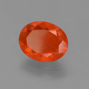 Opala de fogo laranja natural 1,43ct, corte oval, transparente
