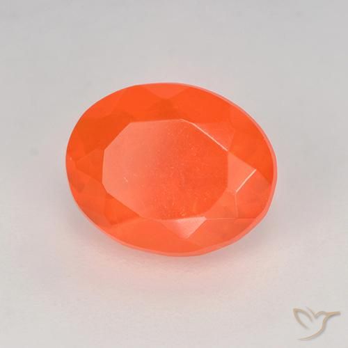 Opala de fogo laranja natural 0,80ct, corte oval, transparente