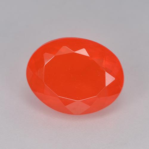 Opala de fogo vermelho natural 2,42ct, corte oval, transparente