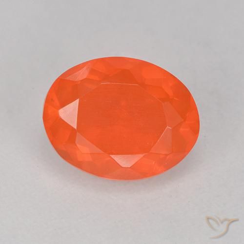 Opala de Fogo Laranja Intenso Natural 0.88ct, Corte Oval, Transparente