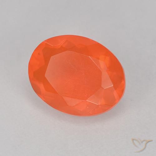 Opala de Fogo Laranja Intenso Natural 0.88ct, Corte Oval, Transparente