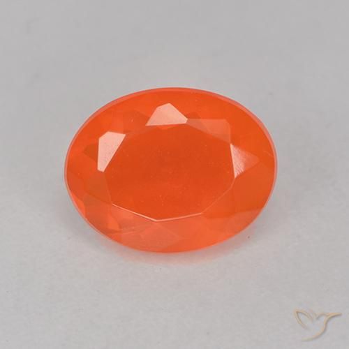 Opala de Fogo Laranja Avermelhado Profundo Natural 0.64ct, Corte Oval, Transparente