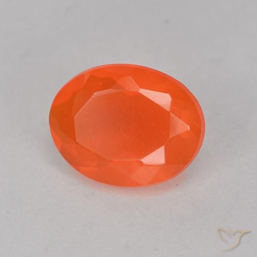 Opala de Fogo Laranja Avermelhado Profundo Natural 0.64ct, Corte Oval, Transparente