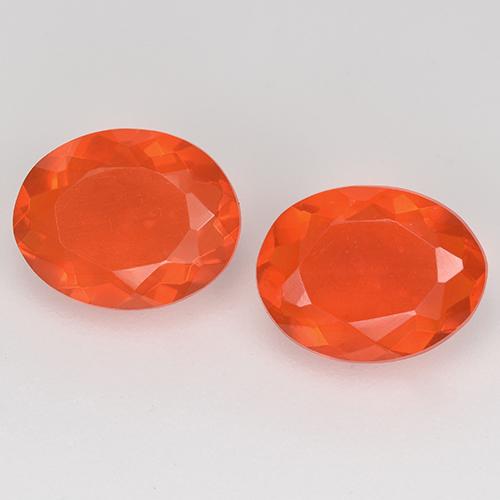 Pedras preciosas de Opala de Fogo Laranja Avermelhado Profundo natural de 1.56 ct, Corte Oval, Transparente