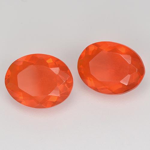 Pedras preciosas de Opala de Fogo Laranja Avermelhado Profundo natural de 1.56 ct, Corte Oval, Transparente