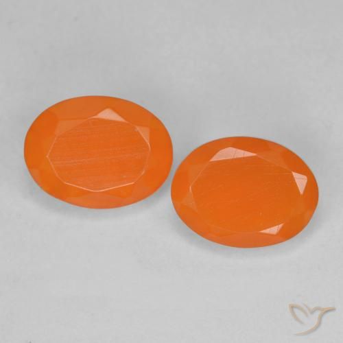 Pedras preciosas de opala de fogo laranja natural de 1,45 ct, corte oval, transparente