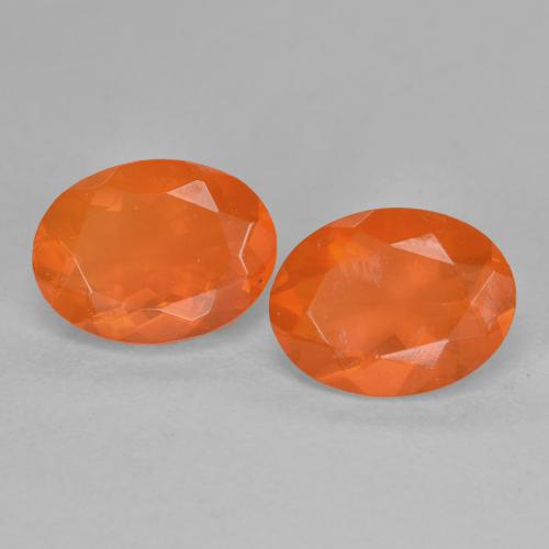 Pedras preciosas de opala de fogo laranja natural de 1,52 ct, corte oval, transparente