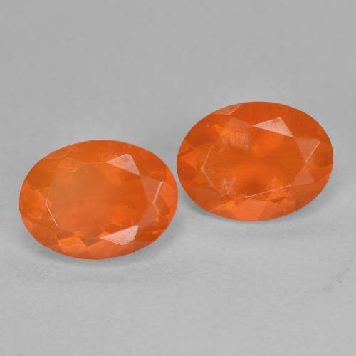 Pedras preciosas de opala de fogo laranja natural de 1,52 ct, corte oval, transparente
