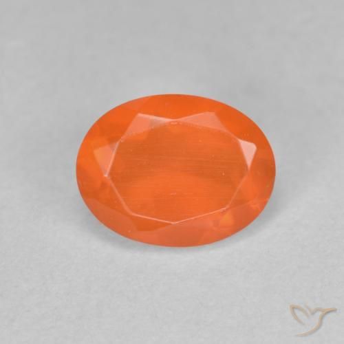 Opala de fogo laranja natural 0,70ct, corte oval, transparente