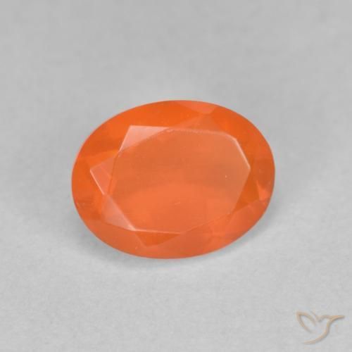 Opala de fogo laranja natural 0,70ct, corte oval, transparente