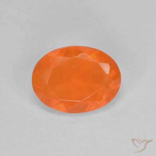 0.70ct Natural Laranja brilhante opala de fogo, oval, Transparente