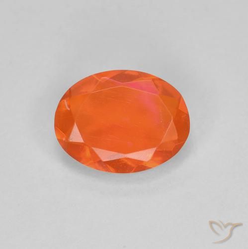 0.56ct Natural Laranja brilhante opala de fogo, oval, Transparente