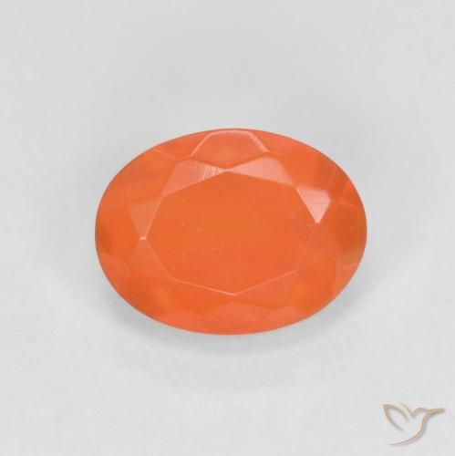 0.64ct Natural Laranja Avermelhado Profundo opala de fogo, oval, Translúcido