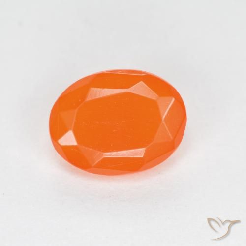 0.64ct Natural laranja avermelhado opala de fogo, oval, Translúcido