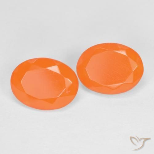 Pedras preciosas de opala de fogo Laranja Médio natural de 1.56 ct, oval, Translúcido
