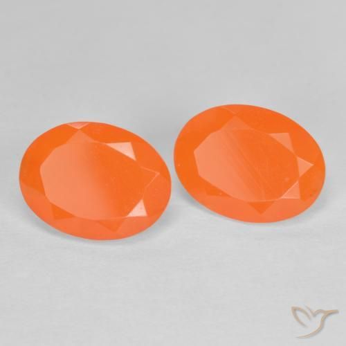 Pedras preciosas de opala de fogo Laranja Médio natural de 1.36 ct, oval, Translúcido